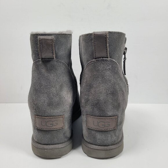 UGG Classic Femme Mini Women's Gray Suede Ankle Boots S/N 1117535 US Size 8 - Picture 4 of 8